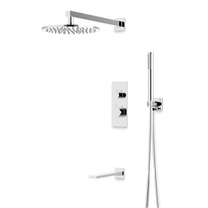 Artos Otella Thermostatic Shower Trim Kit with Hand Shower, Tub Filler in Chrome – Wide Control Trim Style