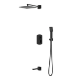 Artos Transitional Thermostatic Shower Trim Kit with Wall Mount Shower Head, Hand Shower, Tub Filler in Matte Black – PS122BK