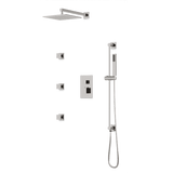 Artos Square Thermostatic Shower Trim Kit with Wall Mount Shower Head, Hand Shower on Slide Bar, Body Jets in Brushed Nickel – PS123BN