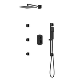 Artos Transitional Thermostatic Shower Trim Kit with Wall Mount Shower Head, Hand Shower on Slide Bar, Body Jets in Matte Black – PS126BK