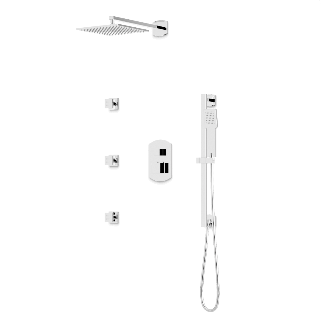 Artos Transitional Thermostatic Shower Trim Kit with Wall Mount Shower Head, Hand Shower on Slide Bar, Body Jets in Chrome – PS126CH