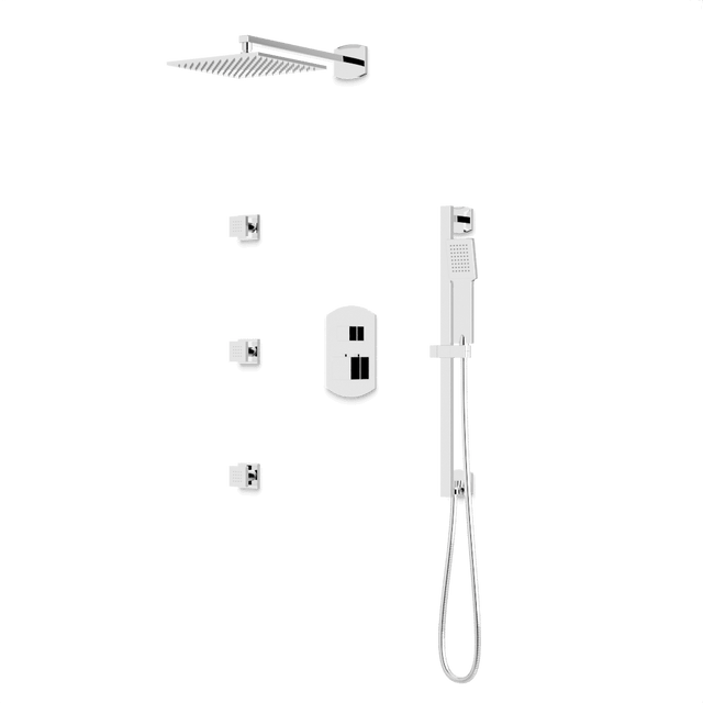 Artos Transitional Thermostatic Shower Trim Kit with Wall Mount Shower Head, Hand Shower on Slide Bar, Body Jets in Chrome – PS126CH