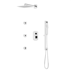 Artos Transitional Thermostatic Shower Trim Kit with Wall Mount Shower Head, Hand Shower on Slide Bar, Body Jets in Chrome