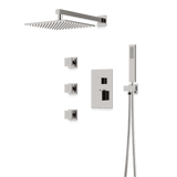 Artos Edge Thermostatic Shower Trim Kit with Wall Mount Shower Head, Hand Shower, Body Jets in Brushed Nickel – Wide Control Trim Style – PS127BN