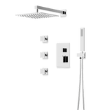 Artos Edge Thermostatic Shower Trim Kit with Wall Mount Shower Head, Hand Shower, Body Jets in Chrome – Wide Control Trim Style – PS127CH