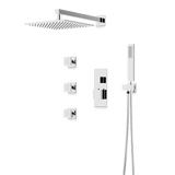 Artos Edge Thermostatic Shower Trim Kit with Wall Mount Shower Head, Hand Shower, Body Jets in Chrome – Wide Control Trim Style – PS127CH