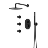 Artos Opera Thermostatic Shower Trim Kit with Hand Shower, Body Jets in Matte Black – Wide Control Trim Style – PS128BK