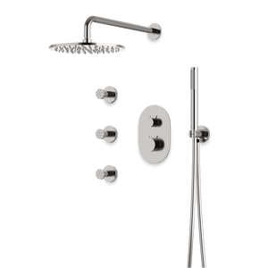 Artos Opera Thermostatic Shower Trim Kit with Hand Shower, Body Jets in Brushed Nickel – Wide Control Trim Style – PS128BN