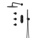 Artos Opera Thermostatic Shower Trim Kit with Hand Shower, Body Jets in Matte Black – Wide Control Trim Style – PS128BK