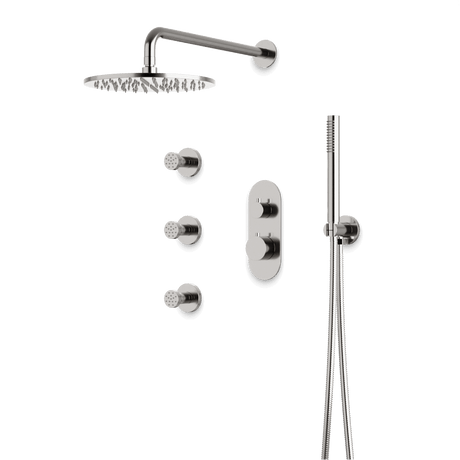 Artos Opera Thermostatic Shower Trim Kit with Hand Shower, Body Jets in Brushed Nickel – Wide Control Trim Style – PS128BN