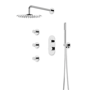 Artos Opera Thermostatic Shower Trim Kit with Hand Shower, Body Jets in Chrome – Wide Control Trim Style