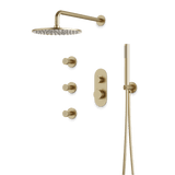 Artos Opera Thermostatic Shower Trim Kit with Hand Shower, Body Jets in Satin Brass – Wide Control Trim Style – PS128SB