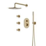 Artos Opera Thermostatic Shower Trim Kit with Hand Shower, Body Jets in Satin Brass – Wide Control Trim Style – PS128SB