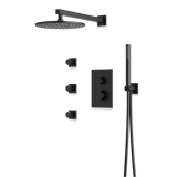 Artos Otella Thermostatic Shower Trim Kit with Hand Shower, Body Jets in Matte Black – Wide Control Trim Style – PS129BK