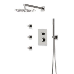 Artos Otella Thermostatic Shower Trim Kit with Hand Shower, Body Jets in Brushed Nickel – Wide Control Trim Style – PS129BN