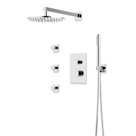 Artos Otella Thermostatic Shower Trim Kit with Hand Shower, Body Jets in Chrome – Wide Control Trim Style – PS129CH