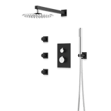 Artos Otella Thermostatic Shower Trim Kit with Hand Shower, Body Jets in Chrome/Matte Black – Wide Control Trim Style – PS129CHB