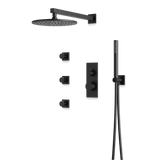Artos Otella Thermostatic Shower Trim Kit with Hand Shower, Body Jets in Matte Black – Wide Control Trim Style – PS129BK