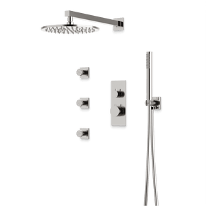 Artos Otella Thermostatic Shower Trim Kit with Hand Shower, Body Jets in Brushed Nickel – Wide Control Trim Style