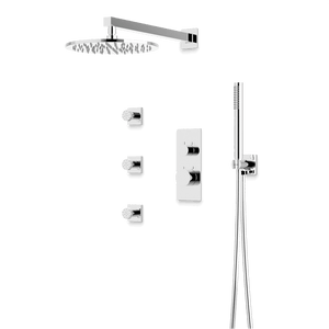 Artos Otella Thermostatic Shower Trim Kit with Hand Shower, Body Jets in Chrome – Wide Control Trim Style – PS129CH