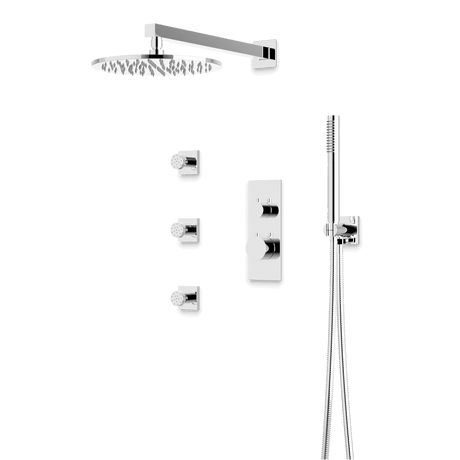 Artos Otella Thermostatic Shower Trim Kit with Hand Shower, Body Jets in Chrome – Wide Control Trim Style – PS129CH