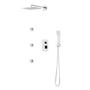 Artos Transitional Thermostatic Shower Trim Kit with Wall Mount Shower Head, Hand Shower, Body Jets in Chrome – PS130CH