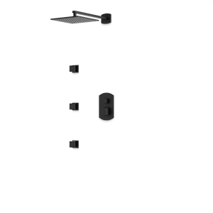 Artos Transitional Thermostatic Shower Trim Kit with Wall Mount Shower Head, Body Jets in Matte Black