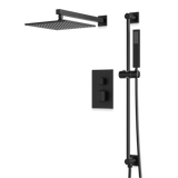 Artos Edge Thermostatic Shower Trim Kit with Wall Mount Shower Head, Hand Shower on Slide Bar in Matte Black – Wide Control Trim Style – PS135BK
