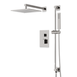 Artos Edge Thermostatic Shower Trim Kit with Wall Mount Shower Head, Hand Shower on Slide Bar in Brushed Nickel – Wide Control Trim Style – PS135BN