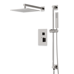 Artos Edge Thermostatic Shower Trim Kit with Wall Mount Shower Head, Hand Shower on Slide Bar in Brushed Nickel – Wide Control Trim Style – PS135BN