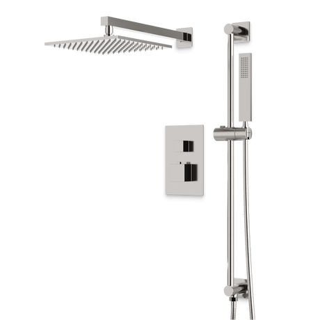 Artos Edge Thermostatic Shower Trim Kit with Wall Mount Shower Head, Hand Shower on Slide Bar in Brushed Nickel – Wide Control Trim Style – PS135BN