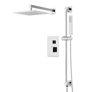 Artos Edge Thermostatic Shower Trim Kit with Wall Mount Shower Head, Hand Shower on Slide Bar in Chrome – Wide Control Trim Style – PS135CH