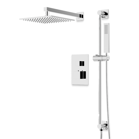 Artos Edge Thermostatic Shower Trim Kit with Wall Mount Shower Head, Hand Shower on Slide Bar in Chrome – Wide Control Trim Style – PS135CH