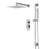 Artos Edge Thermostatic Shower Trim Kit with Wall Mount Shower Head, Hand Shower on Slide Bar in Brushed Nickel – Wide Control Trim Style – PS135BN