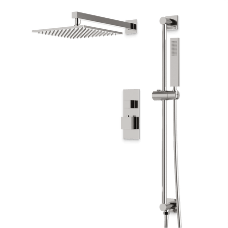 Artos Edge Thermostatic Shower Trim Kit with Wall Mount Shower Head, Hand Shower on Slide Bar in Brushed Nickel – Wide Control Trim Style – PS135BN