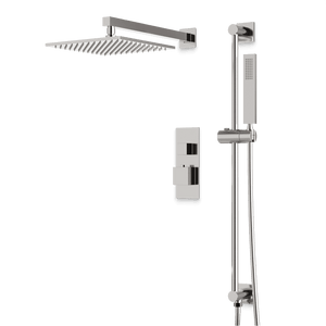 Artos Edge Thermostatic Shower Trim Kit with Wall Mount Shower Head, Hand Shower on Slide Bar in Brushed Nickel – Wide Control Trim Style