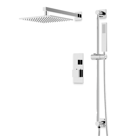 Artos Edge Thermostatic Shower Trim Kit with Wall Mount Shower Head, Hand Shower on Slide Bar in Chrome – Wide Control Trim Style – PS135CH