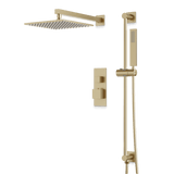 Artos Edge Thermostatic Shower Trim Kit with Wall Mount Shower Head, Hand Shower on Slide Bar in Satin Brass – Wide Control Trim Style – PS135SB