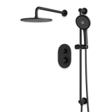Artos Opera Thermostatic Shower Trim Kit with Hand Shower on Slide Bar in Matte Black – Wide Control Trim Style – PS136BK