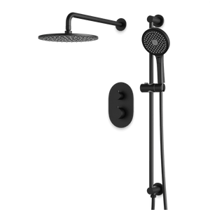 Artos Opera Thermostatic Shower Trim Kit with Hand Shower on Slide Bar in Matte Black – Wide Control Trim Style – PS136BK