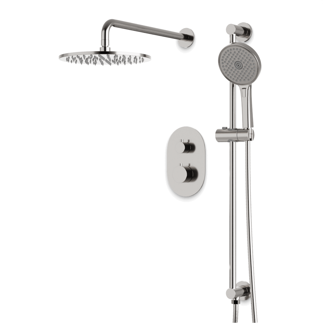 Artos Opera Thermostatic Shower Trim Kit with Hand Shower on Slide Bar in Brushed Nickel – Wide Control Trim Style – PS136BN