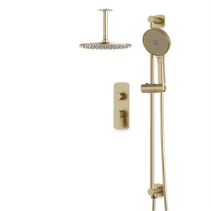 Artos Harmony Thermostatic Shower Trim Kit with Hand Shower on Slide Bar in Satin Brass – 12" Shower Head Size – PS136W12TRSB