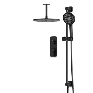 Artos Harmony Thermostatic Shower Trim Kit with Hand Shower on Slide Bar in Matte Black – 12" Shower Head Size – PS136W12TRBK