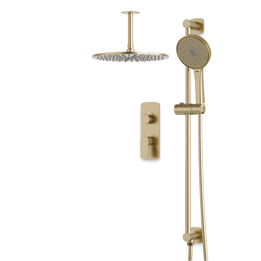 Artos Harmony Thermostatic Shower Trim Kit with Hand Shower on Slide Bar in Satin Brass – 8" Shower Head Size – PS136C8TRSB