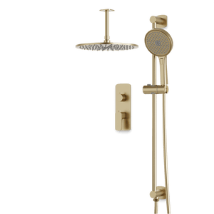 Artos Harmony Thermostatic Shower Trim Kit with Hand Shower on Slide Bar in Satin Brass – 8" Shower Head Size – PS136W8TRSB