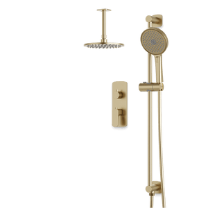 Artos Harmony Thermostatic Shower Trim Kit with Hand Shower on Slide Bar in Satin Brass – 12" Shower Head Size – PS136C12TRSB