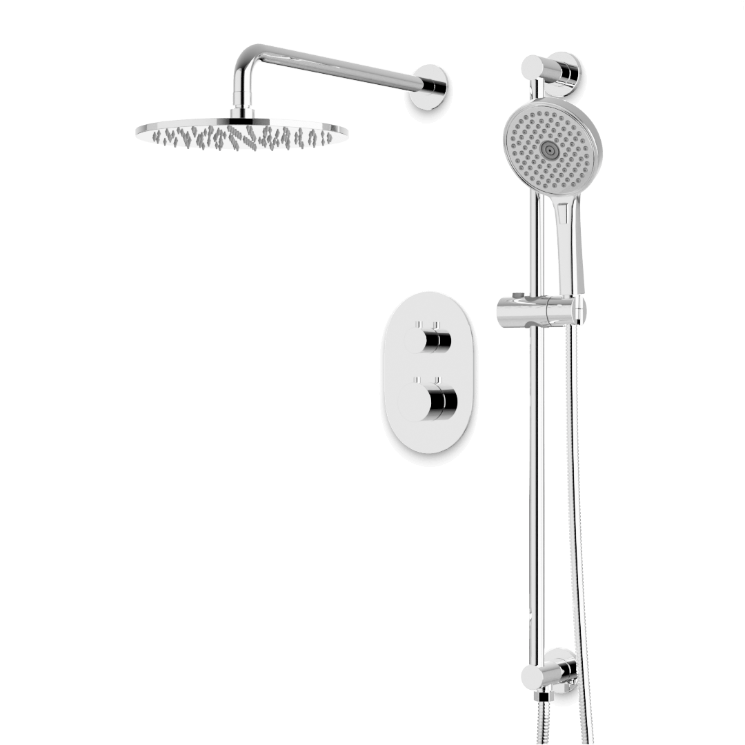 Artos Opera Thermostatic Shower Trim Kit with Hand Shower on Slide Bar in Chrome – Wide Control Trim Style – PS136CH