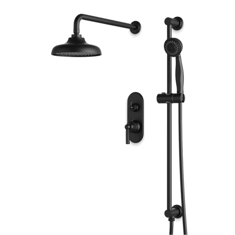 Artos Classic Thermostatic Shower Trim Kit with Hand Shower on Slide Bar in Matte Black – Wide Control Trim Style – PS136DCLBK