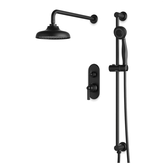 Artos Classic Thermostatic Shower Trim Kit with Hand Shower on Slide Bar in Matte Black – Wide Control Trim Style – PS136DCLBK