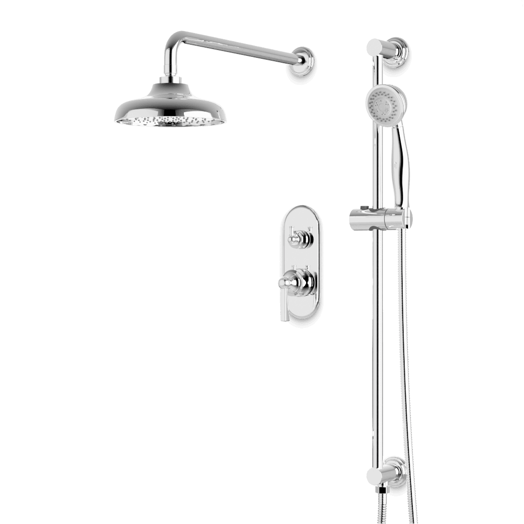 Artos Classic Thermostatic Shower Trim Kit with Hand Shower on Slide Bar in Chrome – Wide Control Trim Style – PS136DCLCH
